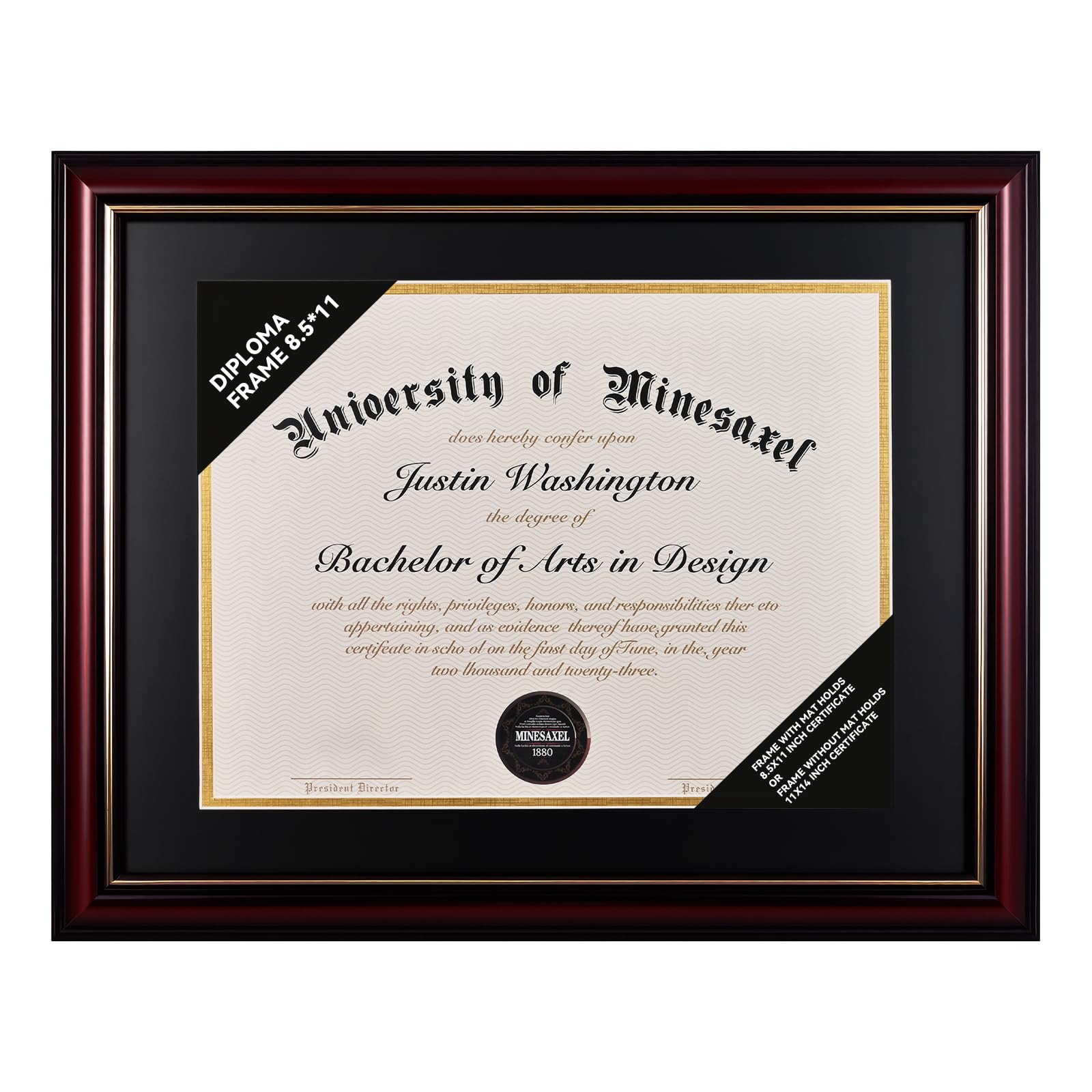 GAMYPET Diploma Frame 8.5 x 11 Certificate Frames Picture Frame with Mat or 11x14 Document without Mat for Diploma Frame