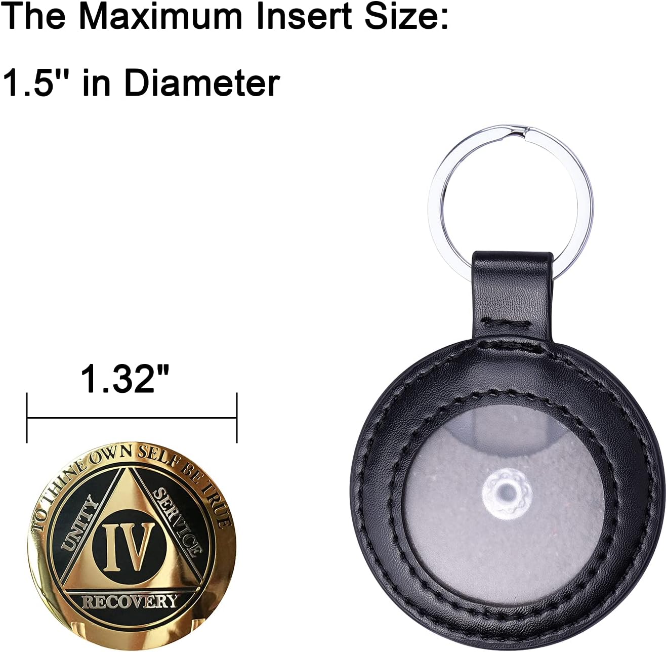 AA 메달리온 표준 챌린지 코인 복구 칩용 WISDOMPRO PU 가죽 코인 홀더 키체인 - 블랙-Freehip.co.kr