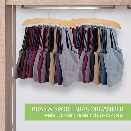 Miniatura 4 de 1 paquete de perchas para camisetas sin mangas, organizador de brasieres que ahorra espacio, 24 ganchos ajustables, soporte antideslizante para