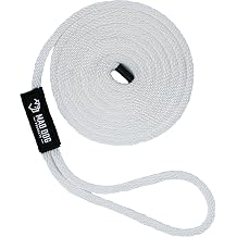 5/8" x 10 White Solid Braid Nylon Dock Line - Made in USA