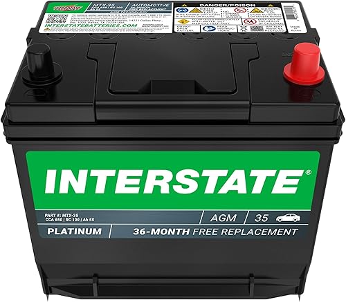 Miniatura 4 de Interstate Batteries Automotive Battery 12V 55Ah (Group Size 35) 650CCA SLI AGM Auto Battery Replacement for Cars, SUVs, Sedans, Trucks (MTX-35)