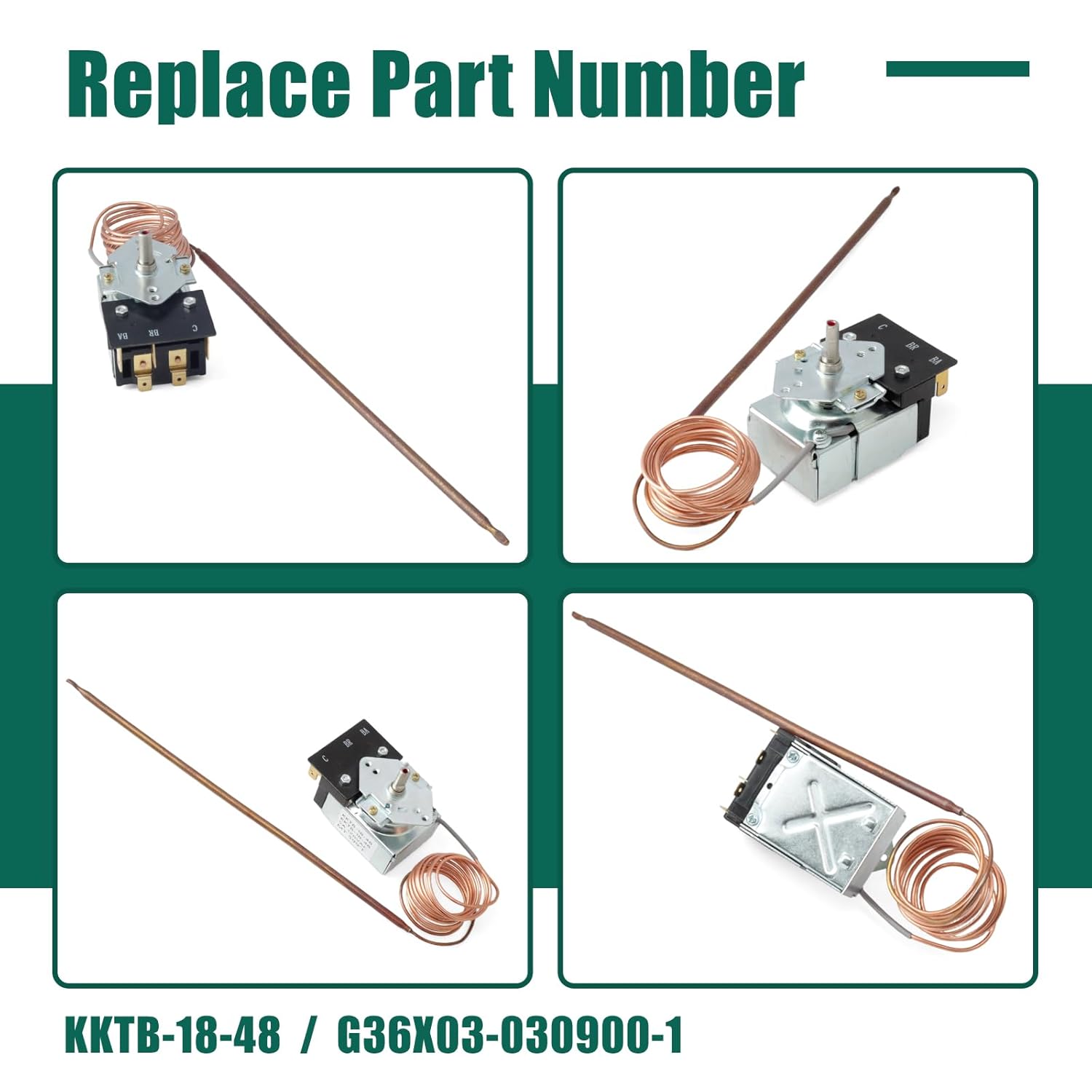 YUXIVCNE KKTB-18-48 Oven Thermostat Replacement for Robertshaw for Thor 07.12.0017-A0 for Forno for Awoco Stove Oven Range, Replace G36X03-030900-1 5A 120VAC Max Temp 599°F 48″ Capillary Tube