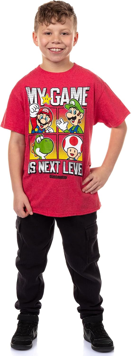 Super Mario Boys' My Game is Next Level Character Boxes Graphic T-Shirt