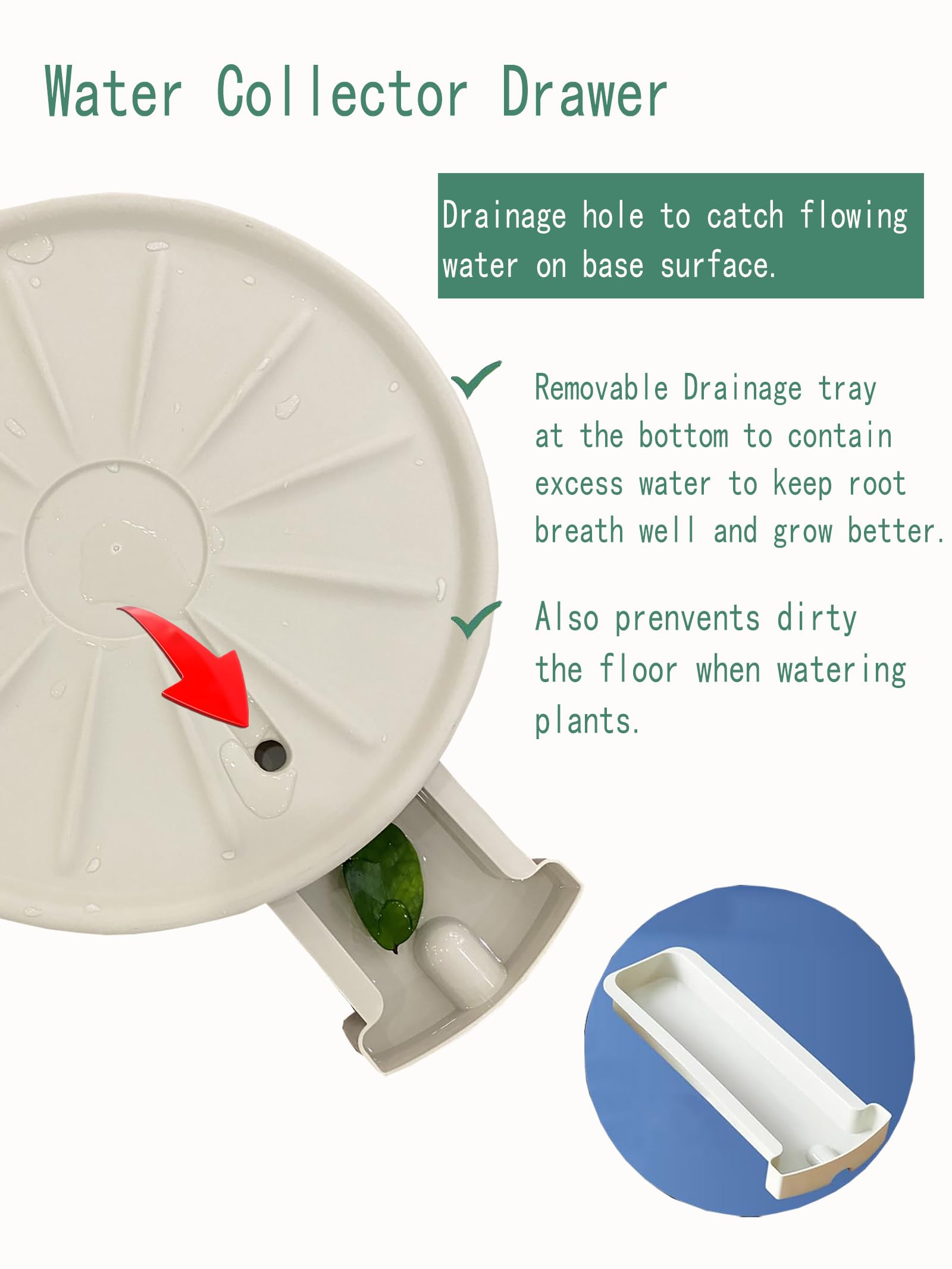 Konbison Plant Stand With Wheels Outdoor Round Rotating Plant Caddy Rollers Heavy Duty Dolly Large Plant Drainage Trays for Indoors No Holes 360°Rolling Planter Caddies Bases (Beige 12inches 1pcs)