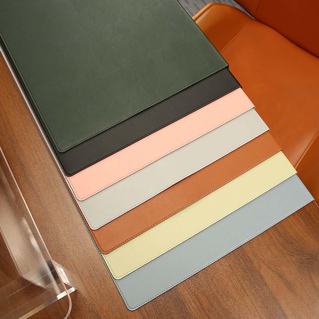 Grand sous-Main de Bureau en Cuir synthétique avec Protection des Bords,imperméable,pour Ordinateur Portable,Bureau,Maison,sous-Main (40 x 80 cm,Noir)