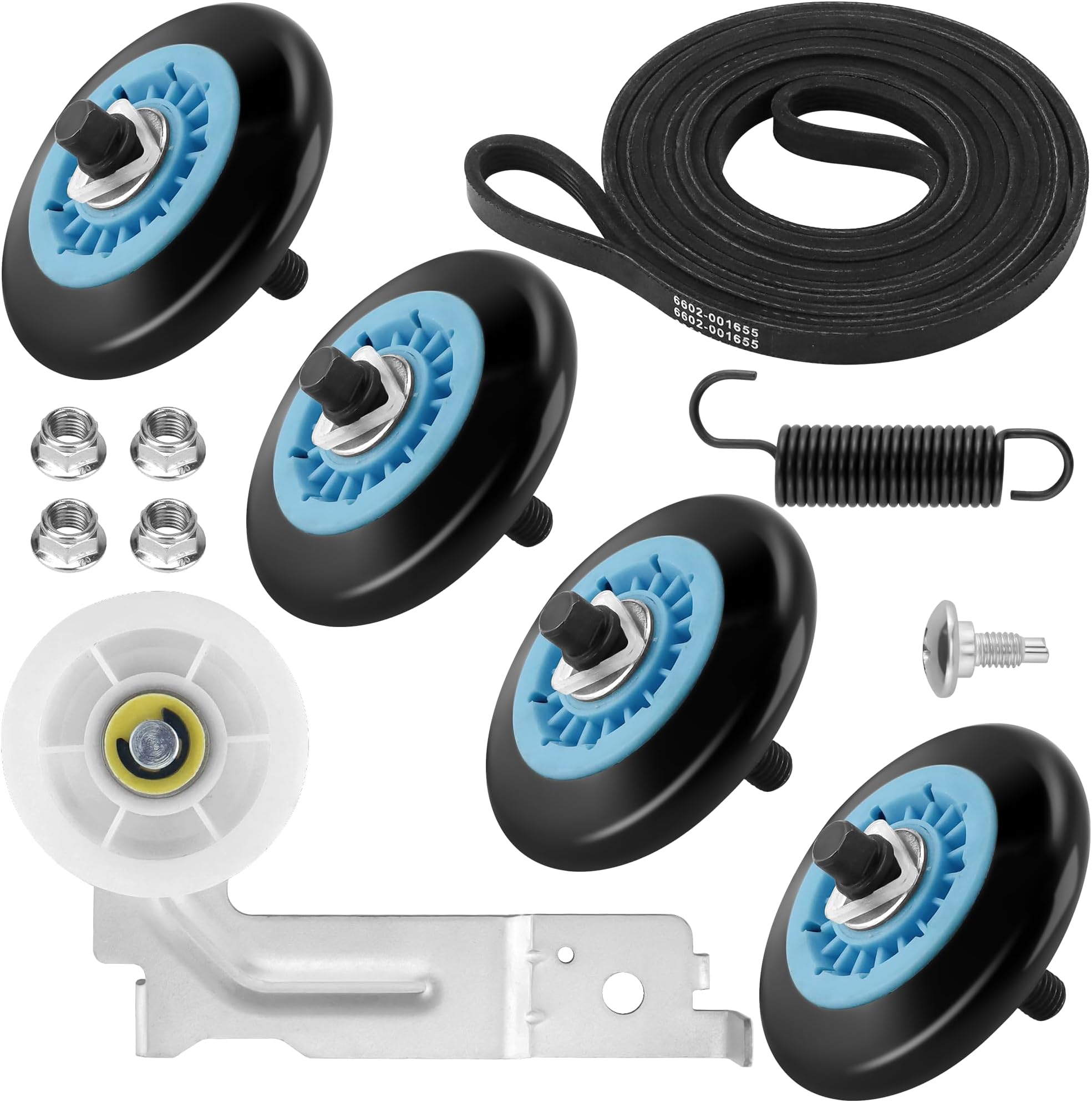 Sikawai DC97-16782A Dryer Parts Fit for Samsung Dryer Roller Replacement kit DV45H7000EW/A2 DV42H5000EW/A3 Includes DC97-16782A Dryer Roller 6602-001655 Dryer Belt DC93-00634A Idler Pulley