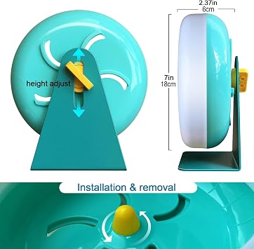 lazYYzal Hamster Silent Wheel, Super-Silent Small Animal Exercise Wheel Accessories, Quiet Hamster Running Wheels with Adjustable Stand for Hamsters,Gerbils,Mice, Small Pet 7in (Blue A)