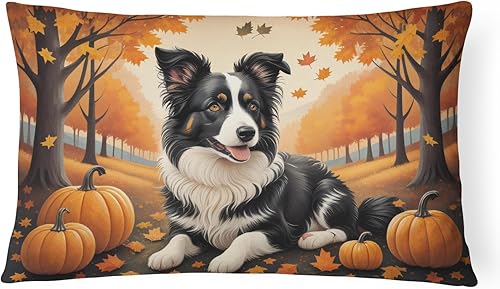Caroline's Treasures DAC1022PW1216 Border Collie - Almohada decorativa de tela otoñal lavable a máquina, almohada decorativa para interiores y