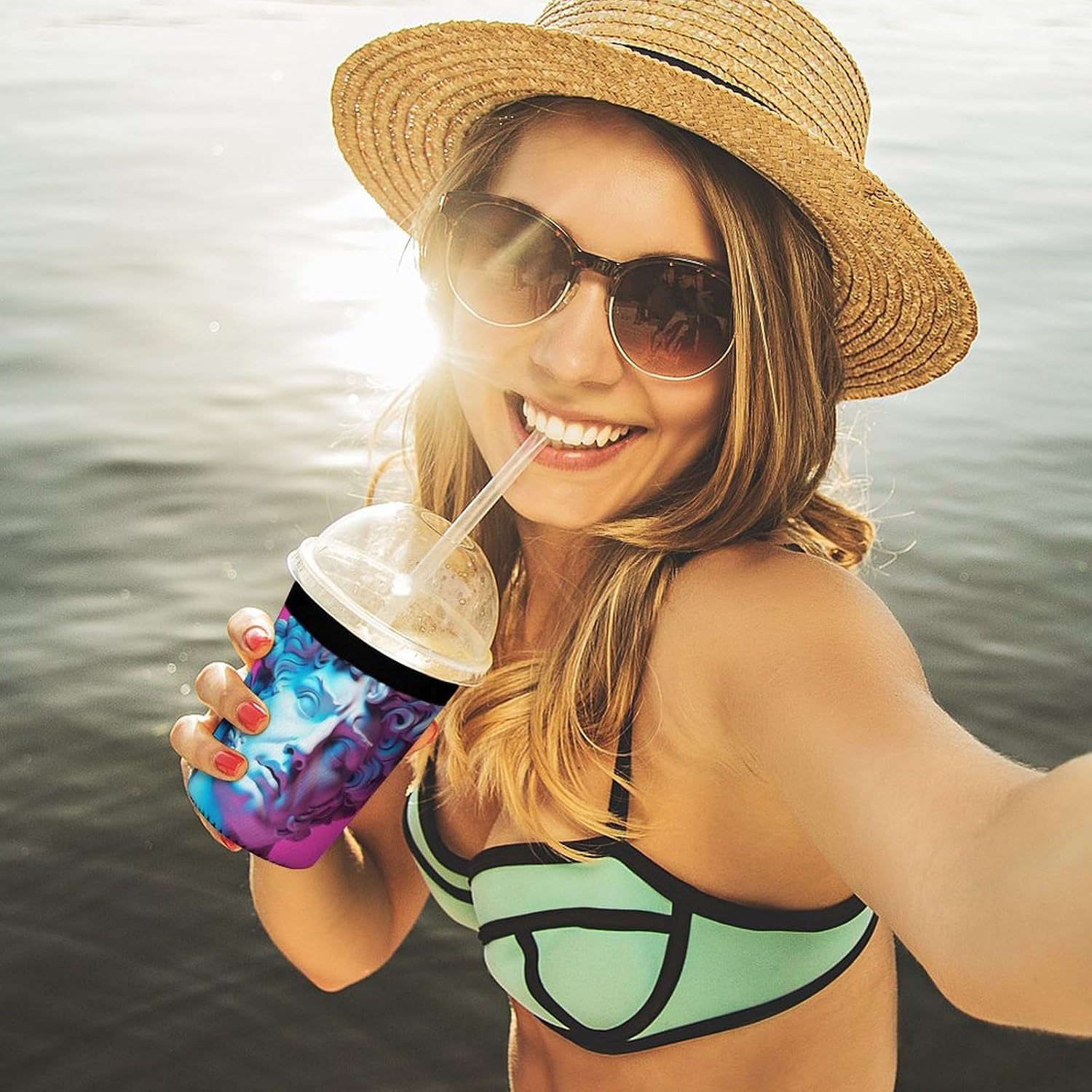 3 Pack Neoprene Cup Sleeves, Stretchy Reusable Drink Cup Cover Universal