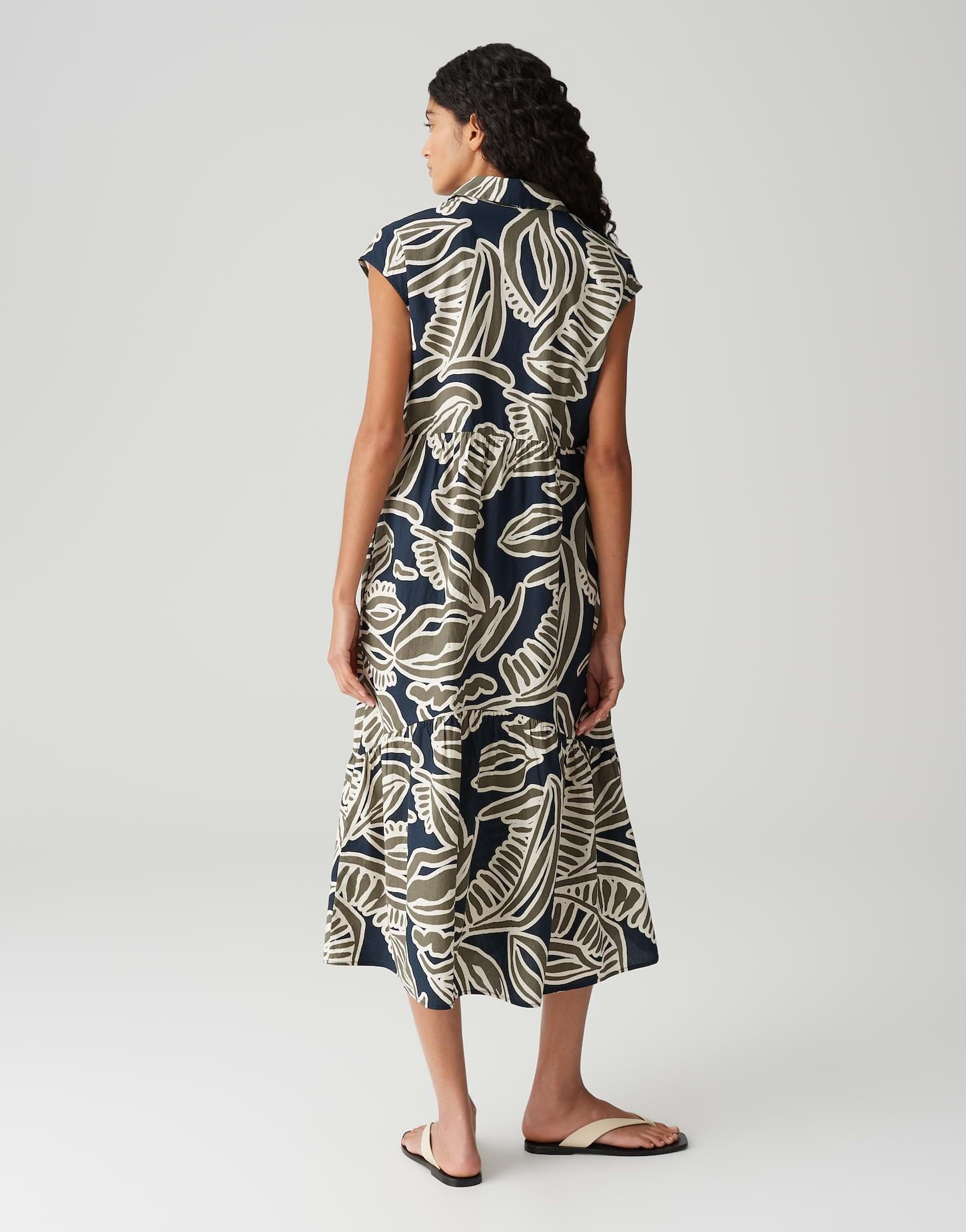 OPUS Damen Midikleid | Printkleid WERISA Tropical A-Linie mit Volantstufen