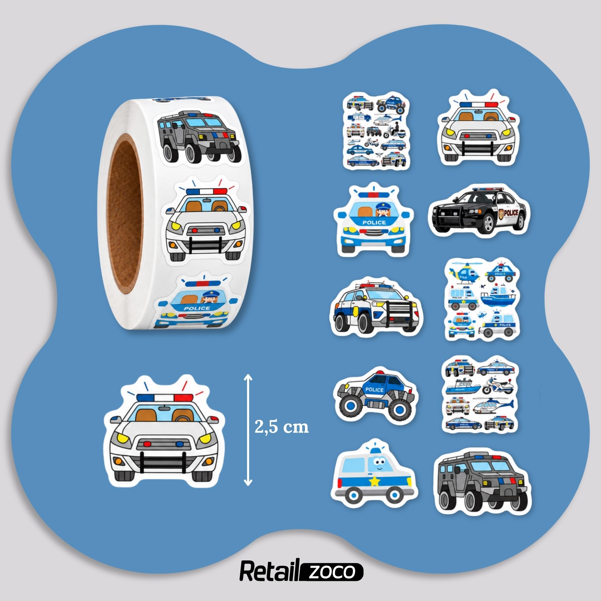 Rollo Pegatinas Oficios para niños, Profession stickers (3, Policia) - imagen 3