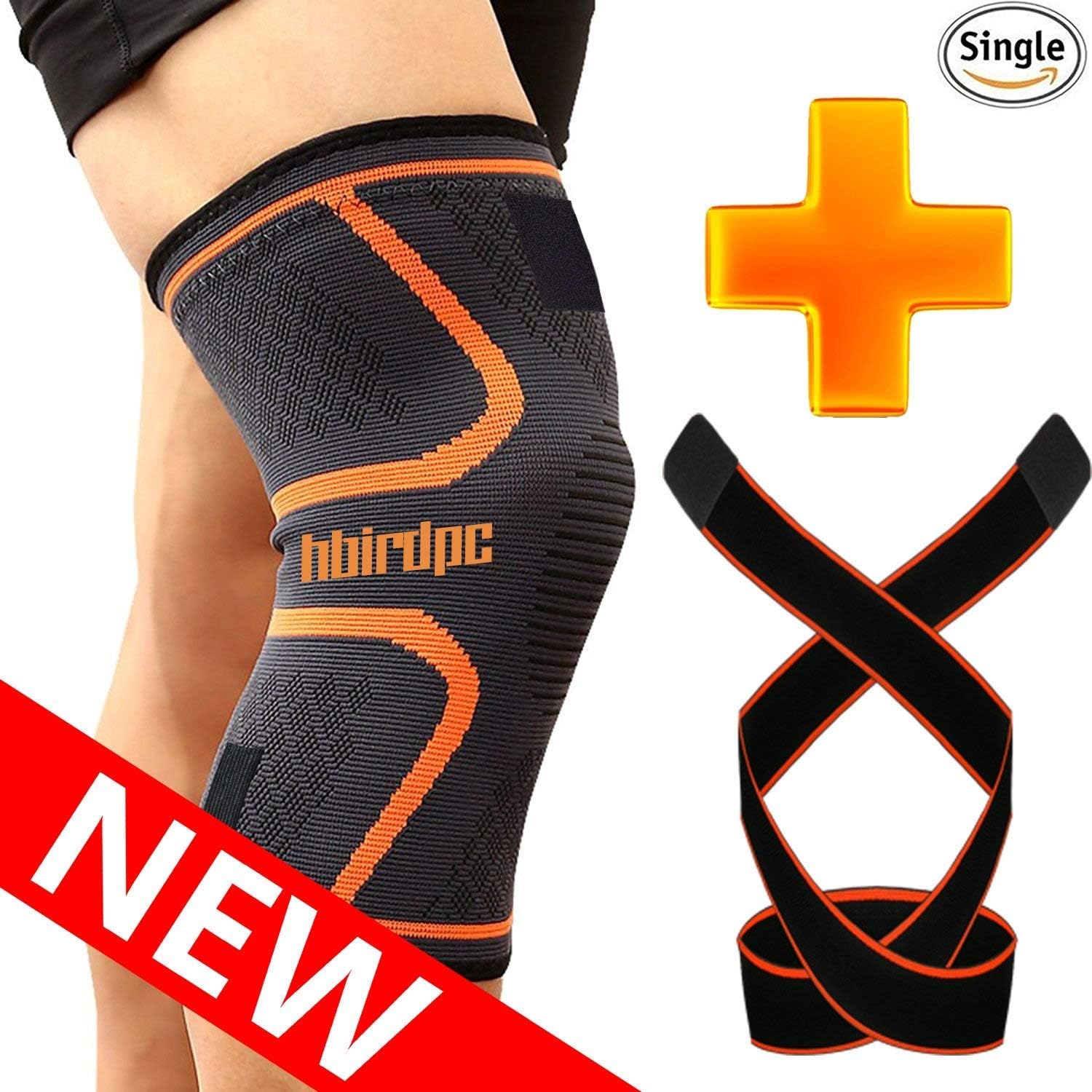 Knee Brace, Compression Knee Sleeve with Adjustable Strap for Pain Relief, Meniscus Tear, Arthritis, ACL, MCL, Quick Recovery - Knee Support for Running, Basketball, Crossfit by HBirdPc (XL)