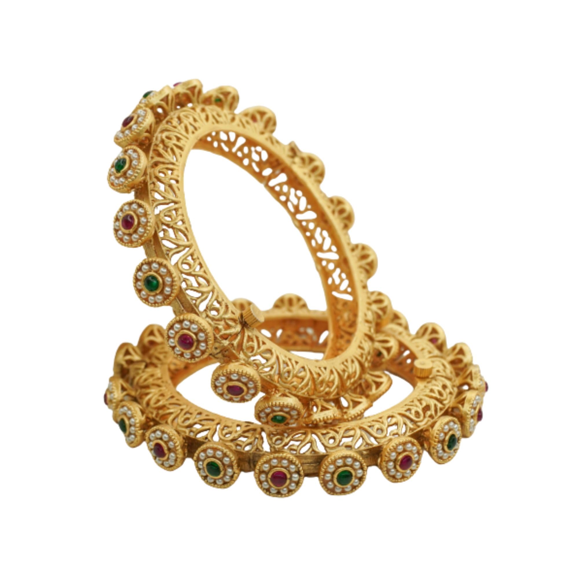 Handmade Gold Plated Traditional Pearl Studded Bangle set (2.6) (B0CBBQ325T) Amazon Price History, Amazon Price Tracker