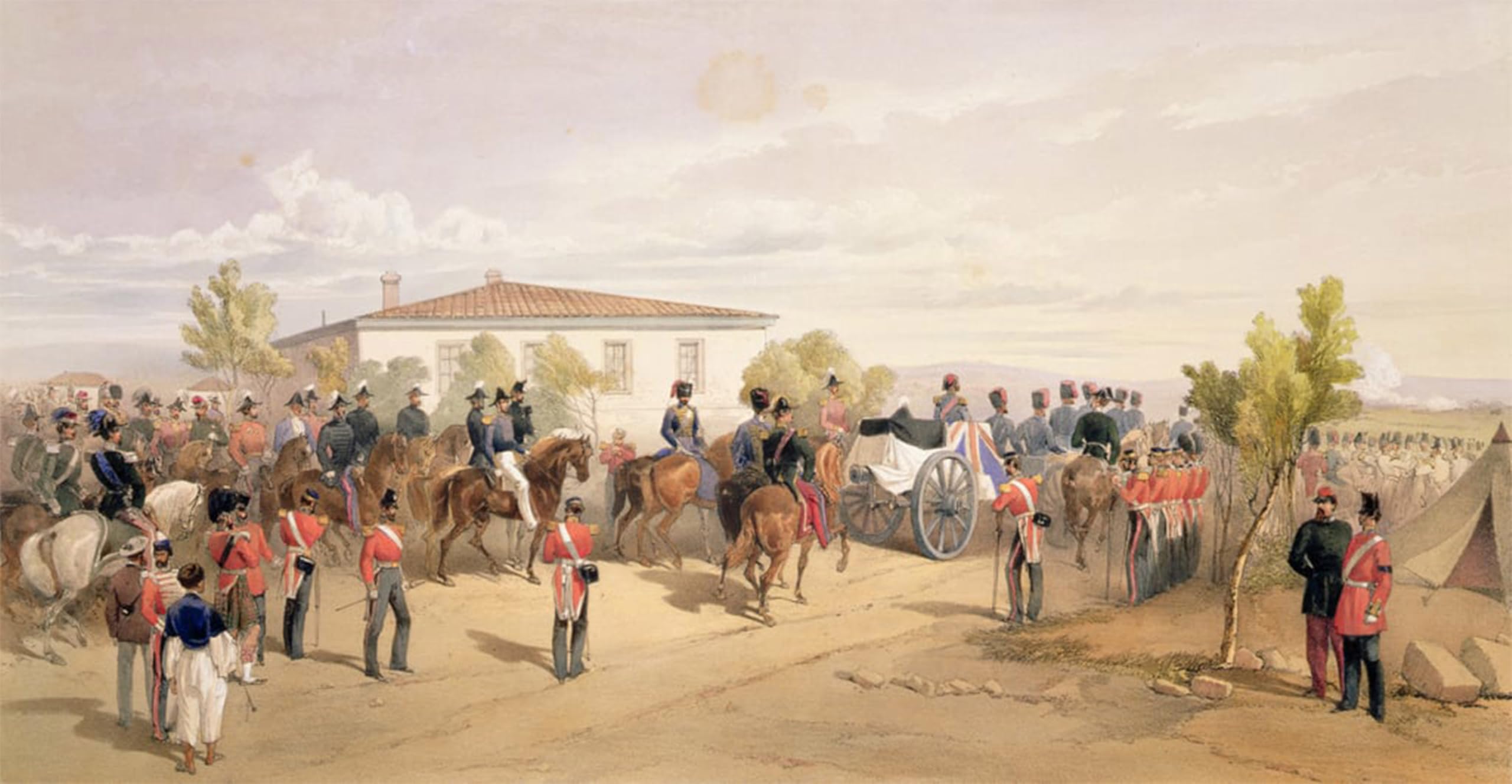 SERENDIPITP Vintage Picture Print on Canvas Wall Art Poster Funeral Cortege of Lord Raglan Leaving Head Quarters by William Crimea Simpson Artwork Print Poster for Wall Decor 60x90cm