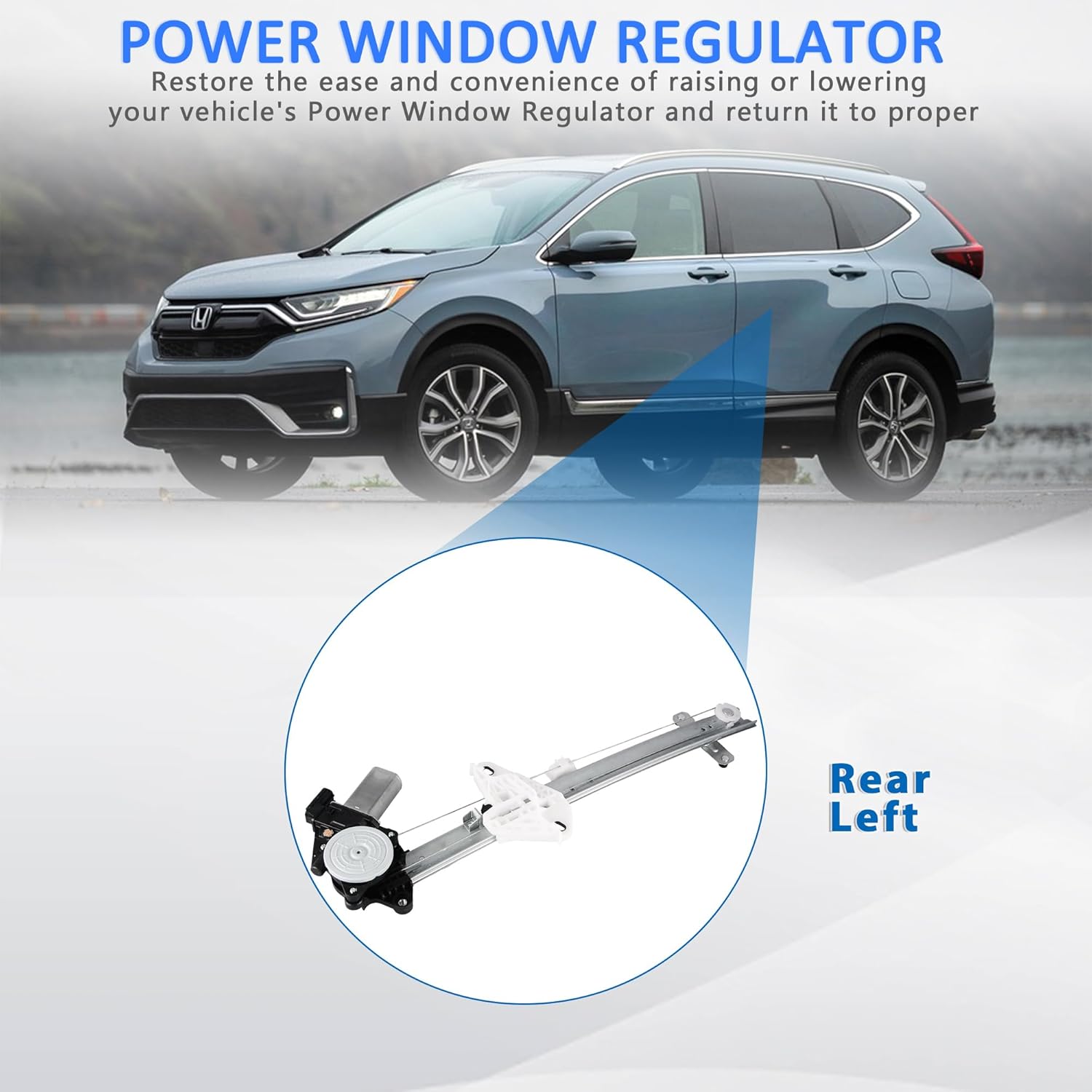 Rear Left Driver Side 6 Pins Power Window Regulator with Motor Assembly Compatible for 2017-2022 Honda CRV, Replacement 72750-TLY-H01, 72750-TLA-A11, 389176