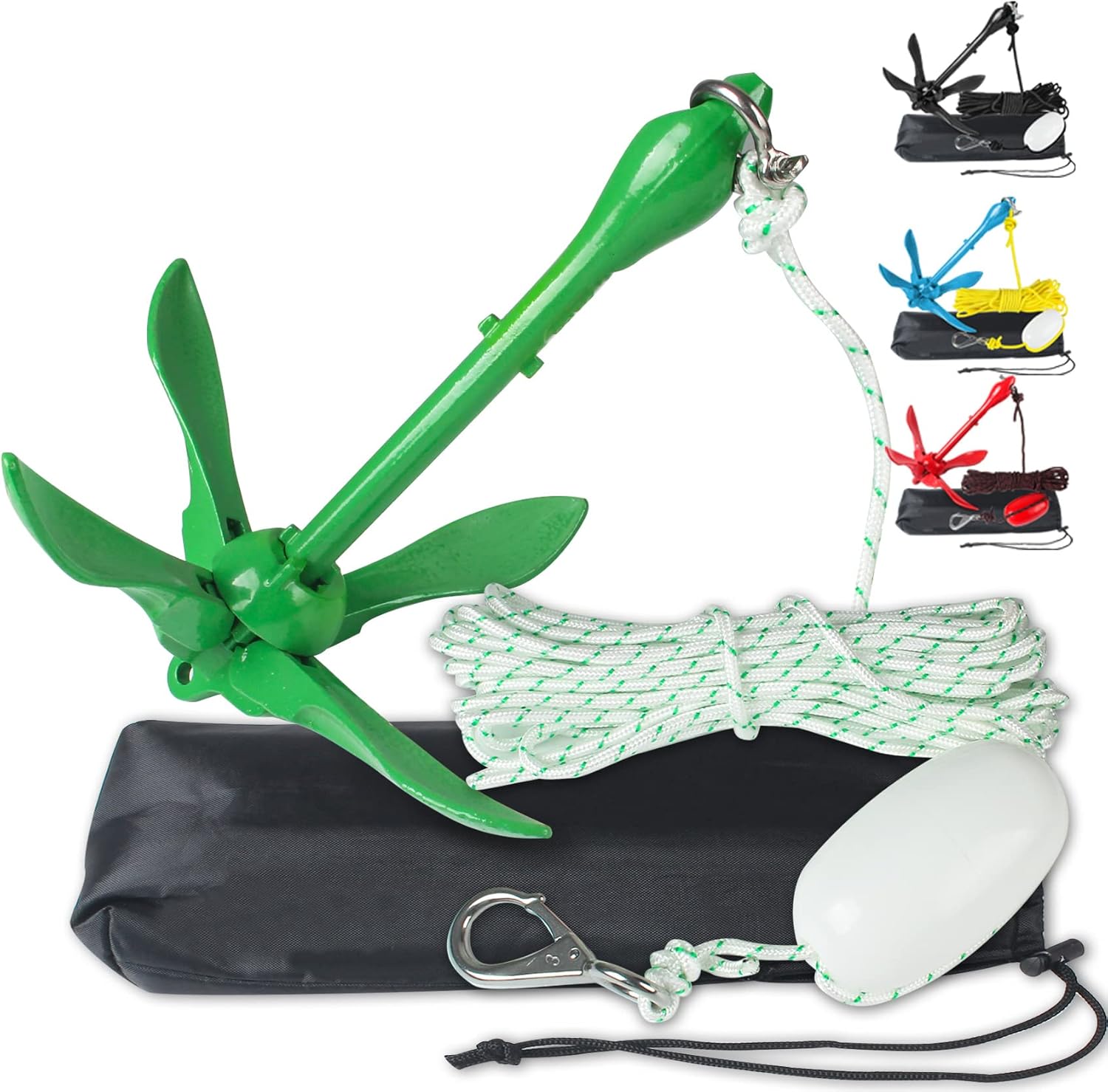 Kayak Anchor Kit 3.5 Lbs Portable, Folding Anchor for Kayak with 40 FT Anchor Tow Rope Carrying Bag, Small Boat Anchor Kit with Foldable Claw for Fishing, Jet Ski, Paddle Boards, Canoes (5 Color)
