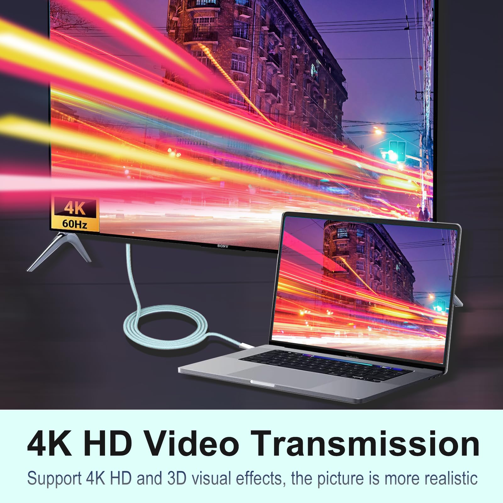 Guaroven USB C to HDMI Cable6FT(4K@60Hz),USB Type C to HDMI 2.0 Cord Compatible Thunderbolt 3/4, iPhone 15 Series,MacBook Pro/Air,Galaxy, Ipad Pro and Other Devices with USB C Interface (Green)