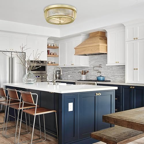 Miniatura 7 de Lámparas de techo de 12 pulgadas de montaje empotrado, 2 luces de techo con vidrio a rayas, luces de techo industriales para interiores y