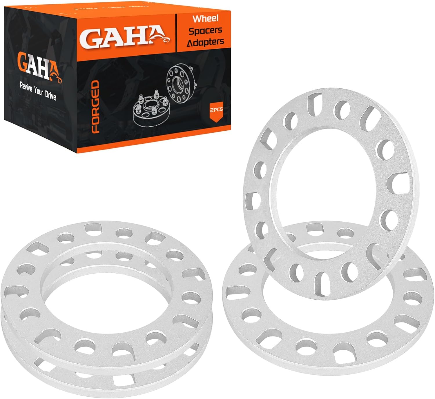 GAHA 8x165.1mm 8x6.5 Forged Wheel Spacers 126mm Hub Bore Compatible for Ford F-250 Super Duty F-350 Dodge Ram 2500 3500 Chevrolet Silverado 1500 Suburban GMC Sierra with 1/2 inch Adapters 4PCS,Black