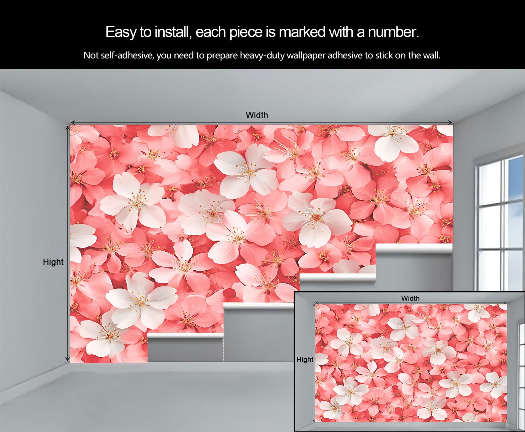 Amazon.com: Japanese Flowers Wallpaper Romantic Pink Floral