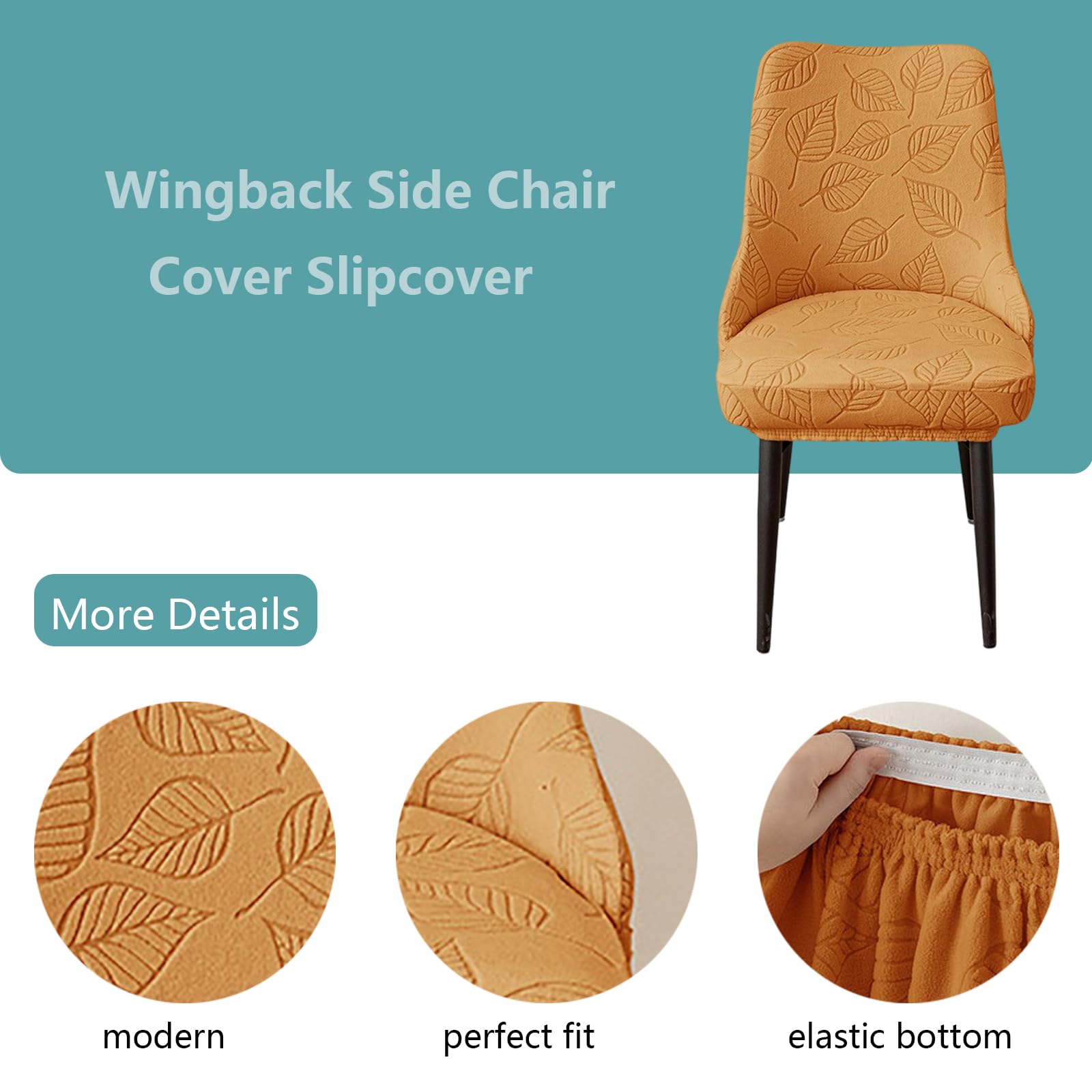 Wingback, Set di 2 coprisedie da pranzo con schienale alto, per banchetti e decorazione della casa (arancione, confezione da 4)