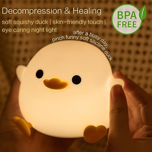 Miniatura 3 de Linda luz nocturna de pato, lámpara de pato Dodo, forma de frijol, luz LED blanda novedosa, luz nocturna regulable de silicona, regalos de elefante