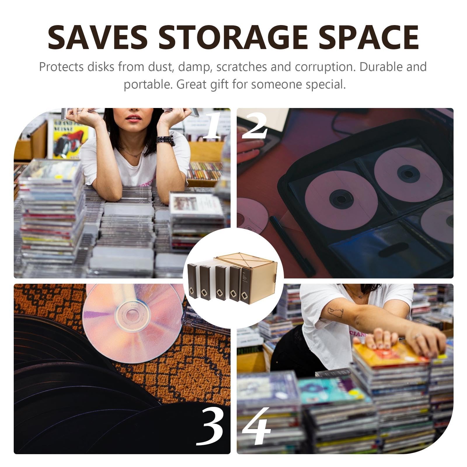 TEHAUX Caja de CD Grande Capacidad para Almacenamiento Portátil Estuche Organizador de Discos con Interior de Fieltro Soporte Resistente para Cds y DVDs para Casa y Viajes