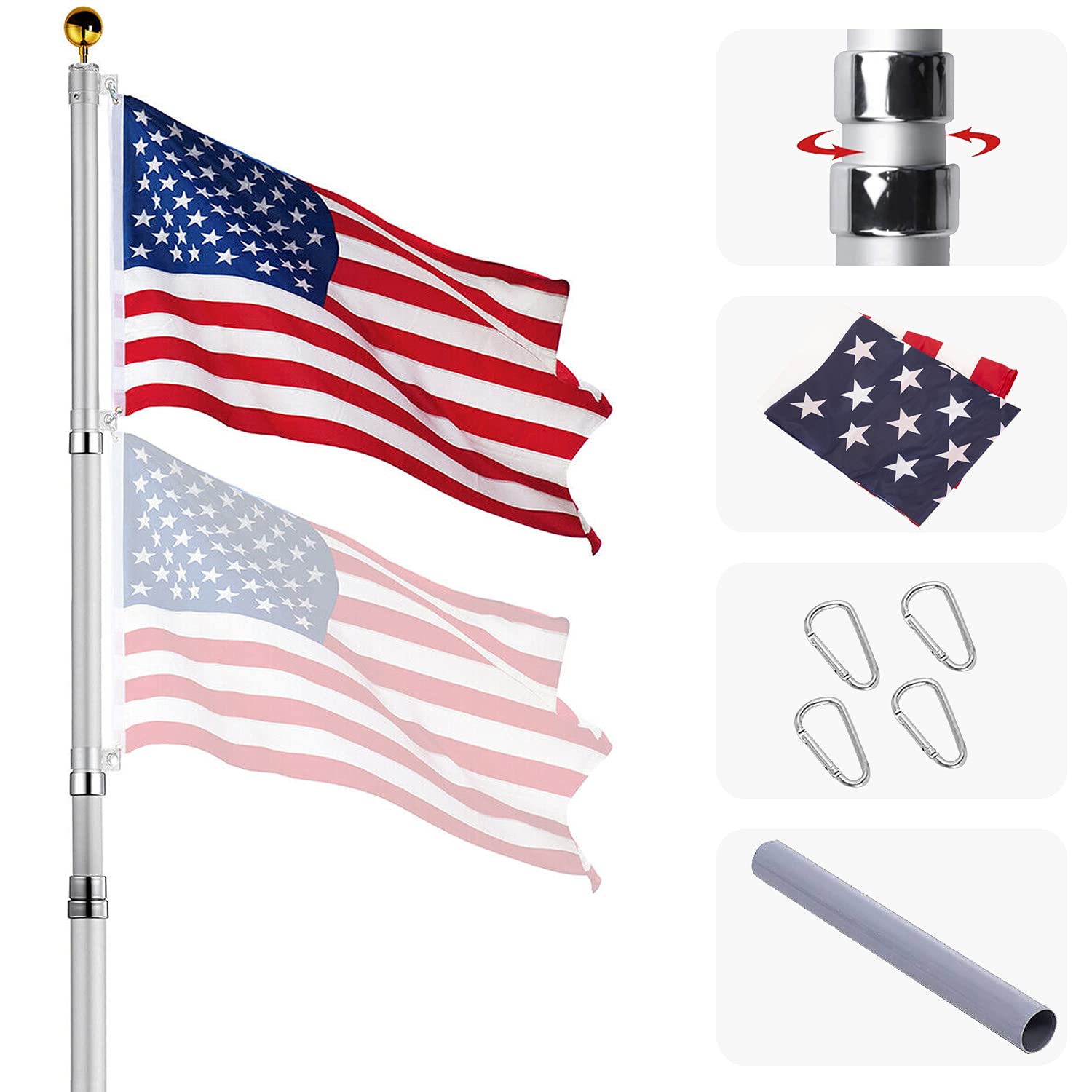 Buy Telescoping Pole Kit, 25FT Heavy Duty Extendable Telescopic