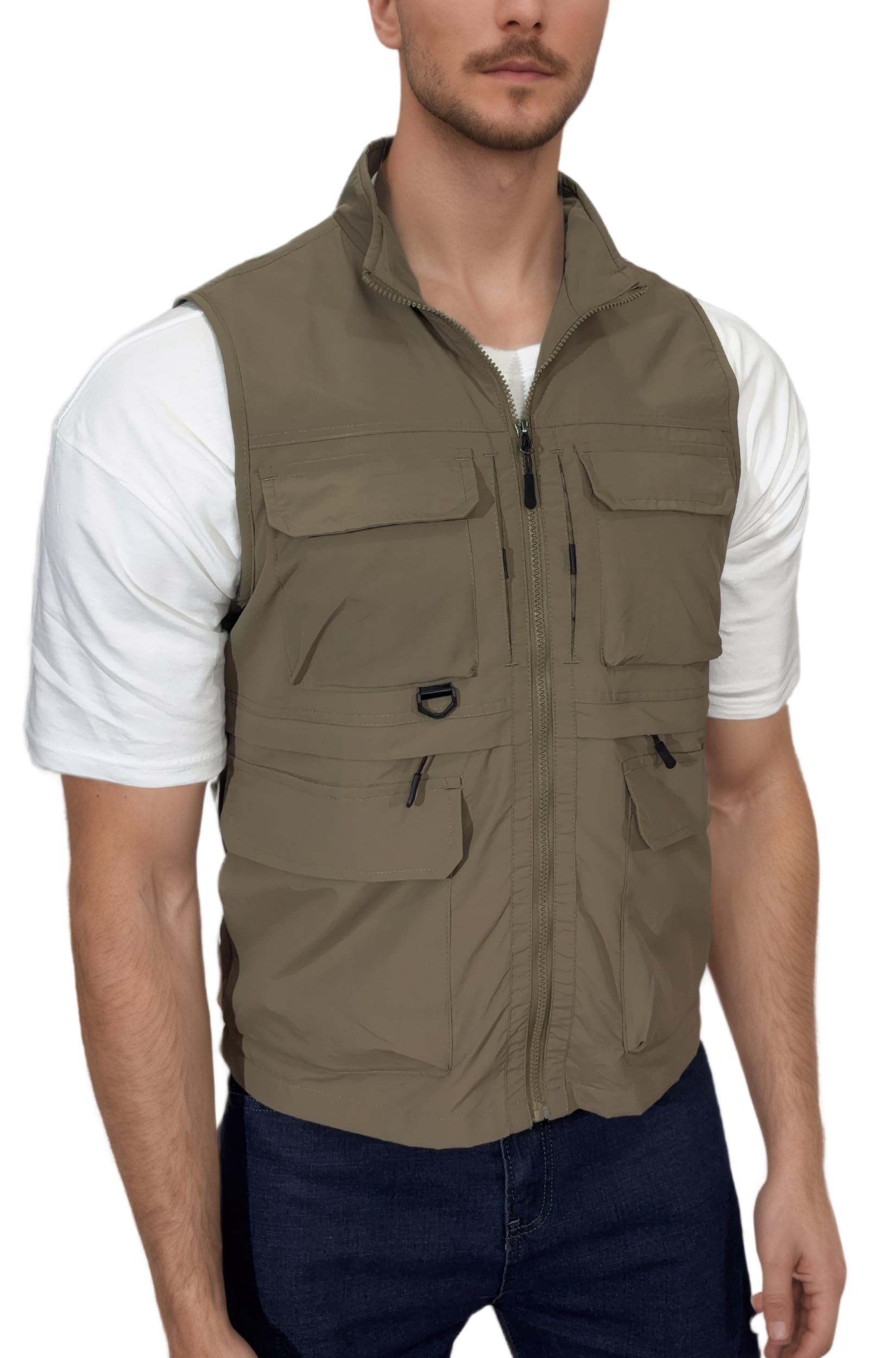 Homme Gilet de Pêche Séchage Rapide Gilet de Sport Gilet de Extérieur Décontracté Légère Respirant Veste Multi-Poches Sans Manches Veste Chasse Photographie Gilets