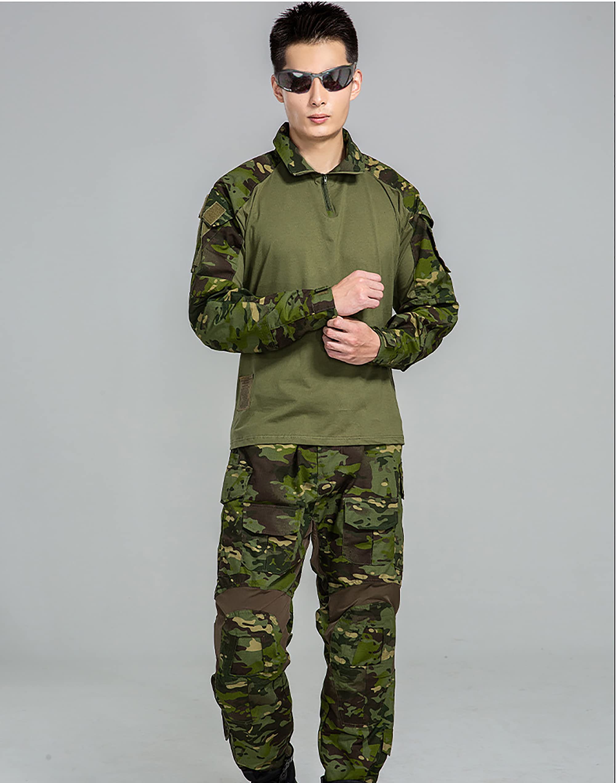 Pantalones y Camisa Tácticos Transpirables Multibolsillos Camuflaje Militar para Hombre