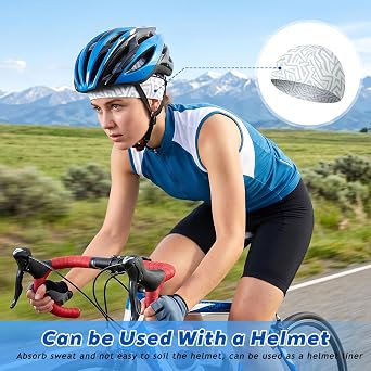 2pcs Cooling Skull Cap, Breathable Mesh Moisture Wicking Helmet Liner Cap for Men Women, Sweat Wicking Quick Dry Thin Cycling Cap Under Helmet for Motorcycle Running Workout Hard Hat
