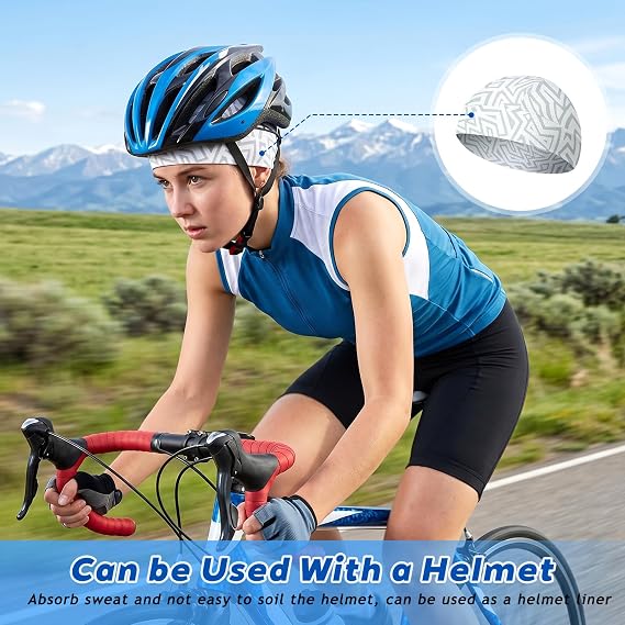 2pcs Cooling Skull Cap, Breathable Mesh Moisture Wicking Helmet Liner Cap for Men Women, Sweat Wicking Quick Dry Thin Cycling Cap Under Helmet for Motorcycle Running Workout Hard Hat