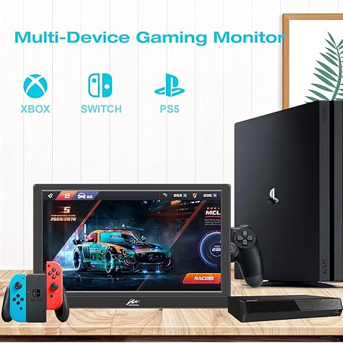 Miniatura 6 de Kenowa Monitor portátil de 13.3 pulgadas HD 1366x768P Pantalla LED Pequeño Monitor HDMI Altavoz incorporado y soporte ajustable Puerto HDMI VGA,
