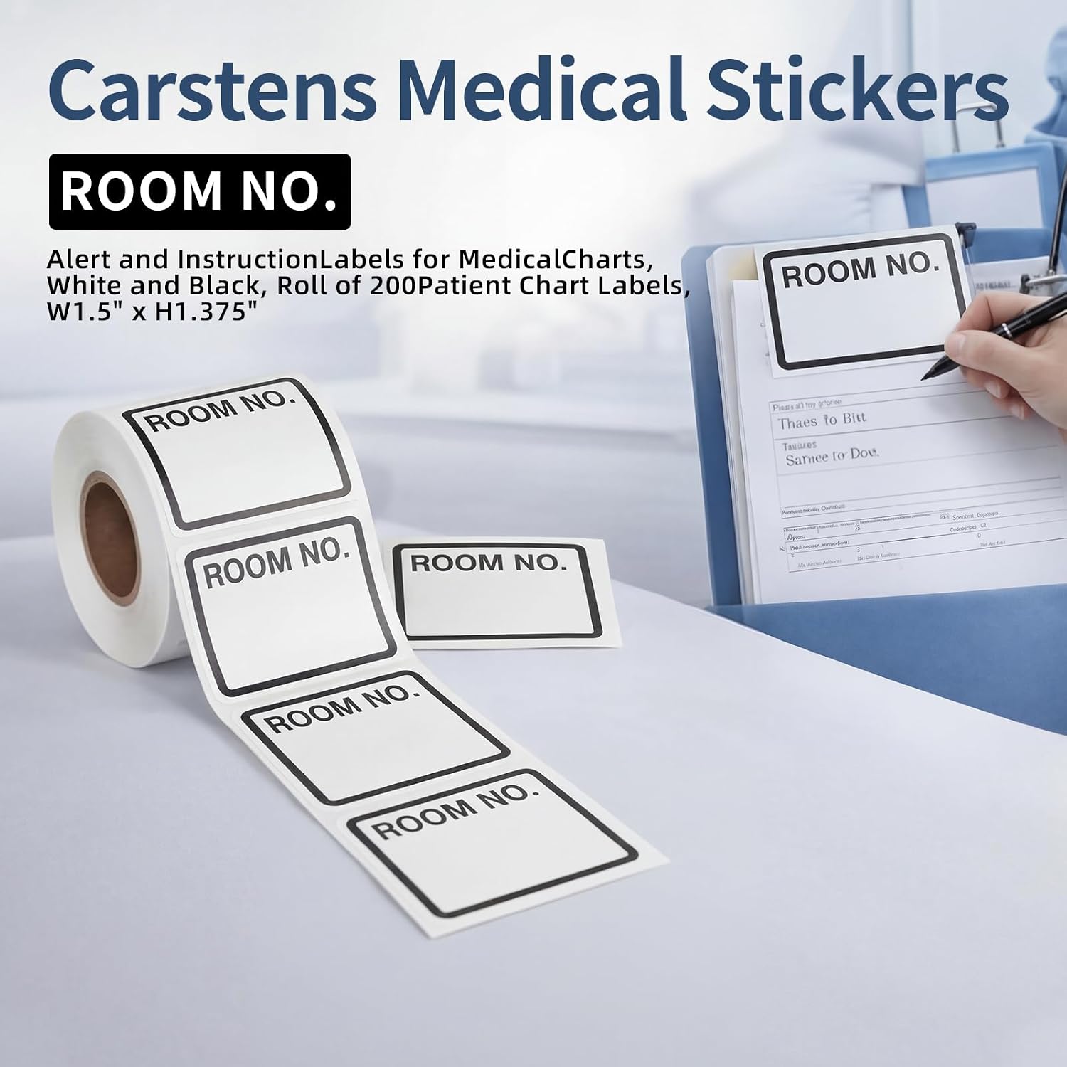 200 Pcs Medical Chart Labels, 1.5 x 1.375 Medical Paper Labels Stickers Room No. Alert and Instruction Patient Chart for Hospitals, Clinics Records