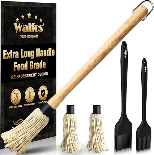 Miniatura 8 de Walfos Cepillos de silicona resistentes al calor de 600 °F para repostería, sin BPA, aceite para untar salsa de mantequilla para barbacoa, parrilla