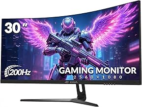 CRUA 30 Inch Curved Ultrawide Gaming Monitor, WFHD (2560x1080P), 200Hz, 1ms, 1500R, VA, HDR 10, 2xHDMI (180Hz or 144Hz), D…