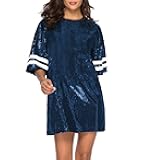 CUTUBLY Women Sequin T-Shirt Sparkly Sequin Short Dress Casual Loose Shiny Glitter Cocktail Birthday Party Club Night Out