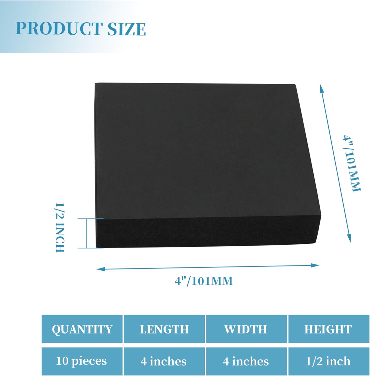 粘着性の裏地付きブラックフォームパッド、厚さ4 x 4インチ 1/2インチのネオプレンフォームラバーセルフスティッククローズドセル厚