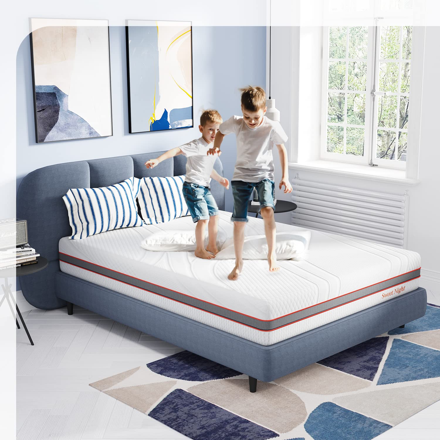 Memory Matratzen Koudschuimmatras, hardheid H2 en H3, 7-zone ondersteuning met snelle terugslag, dubbele matras voor thuisgebruik (140 x 200 cm, 16 cm