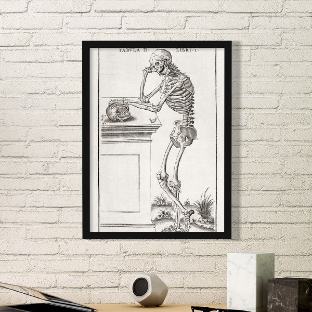 Marco de fotos negro con motivo de esqueleto humano para decoración simple del hogar