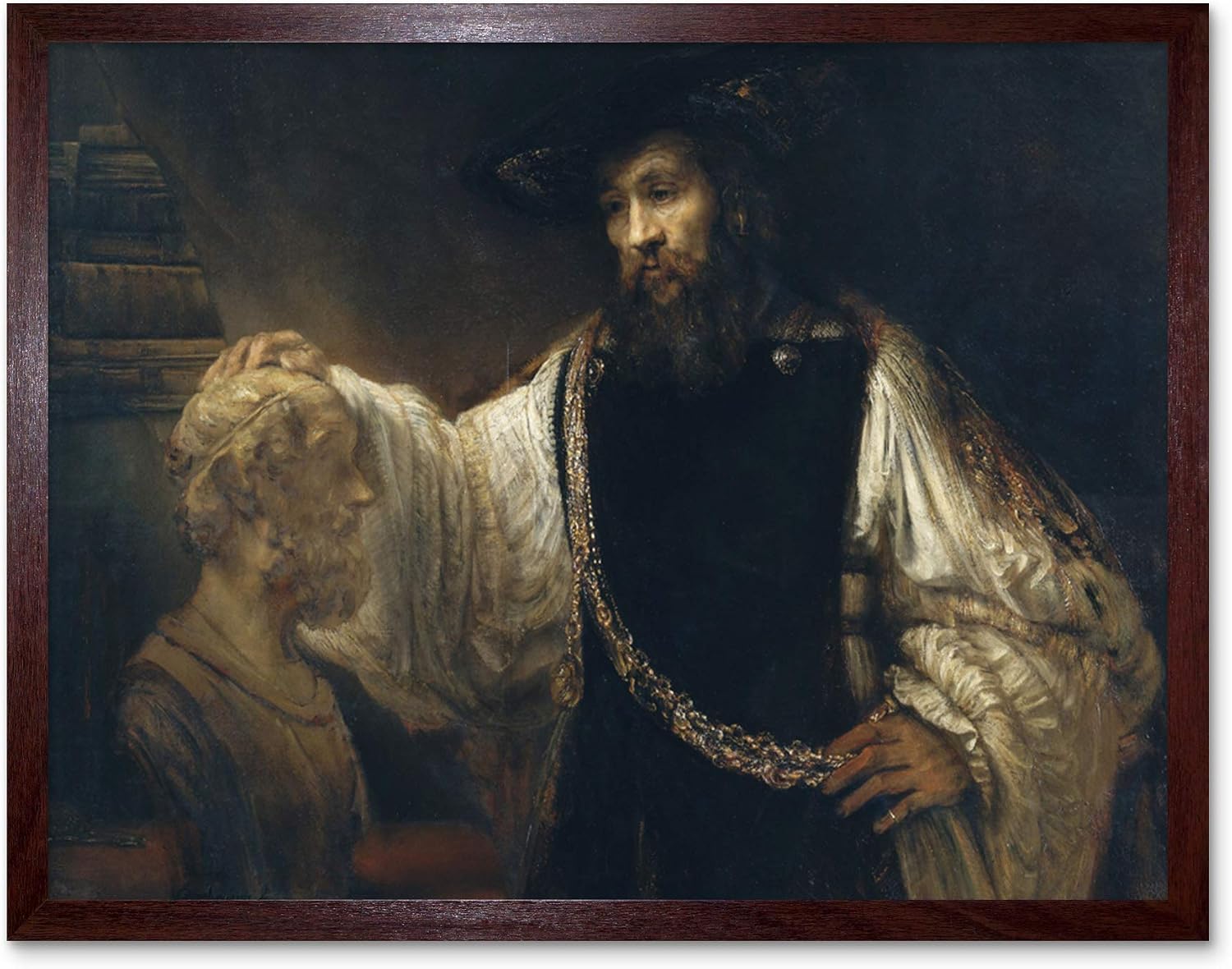 Rembrandt Aristotle With A Bust Of Homer Cropped Art Print Framed Poster Wall Decor 12x16 inch