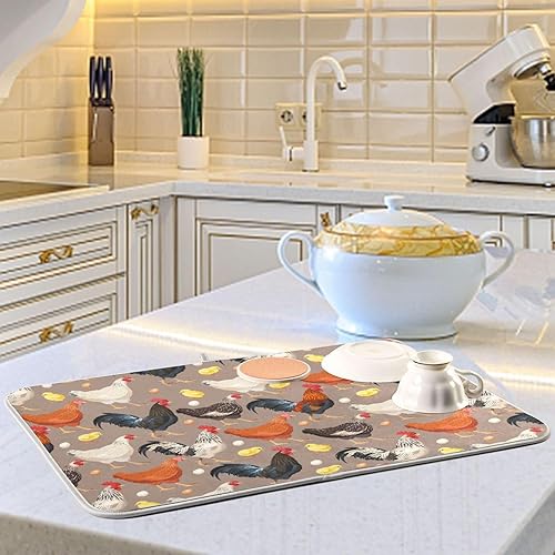 Vista 267 de Tapete de secado de platos de mariposas botánicas para encimera de cocina, almohadilla de secado de microfibra absorbente, grande, 18 x 24 pulgadas