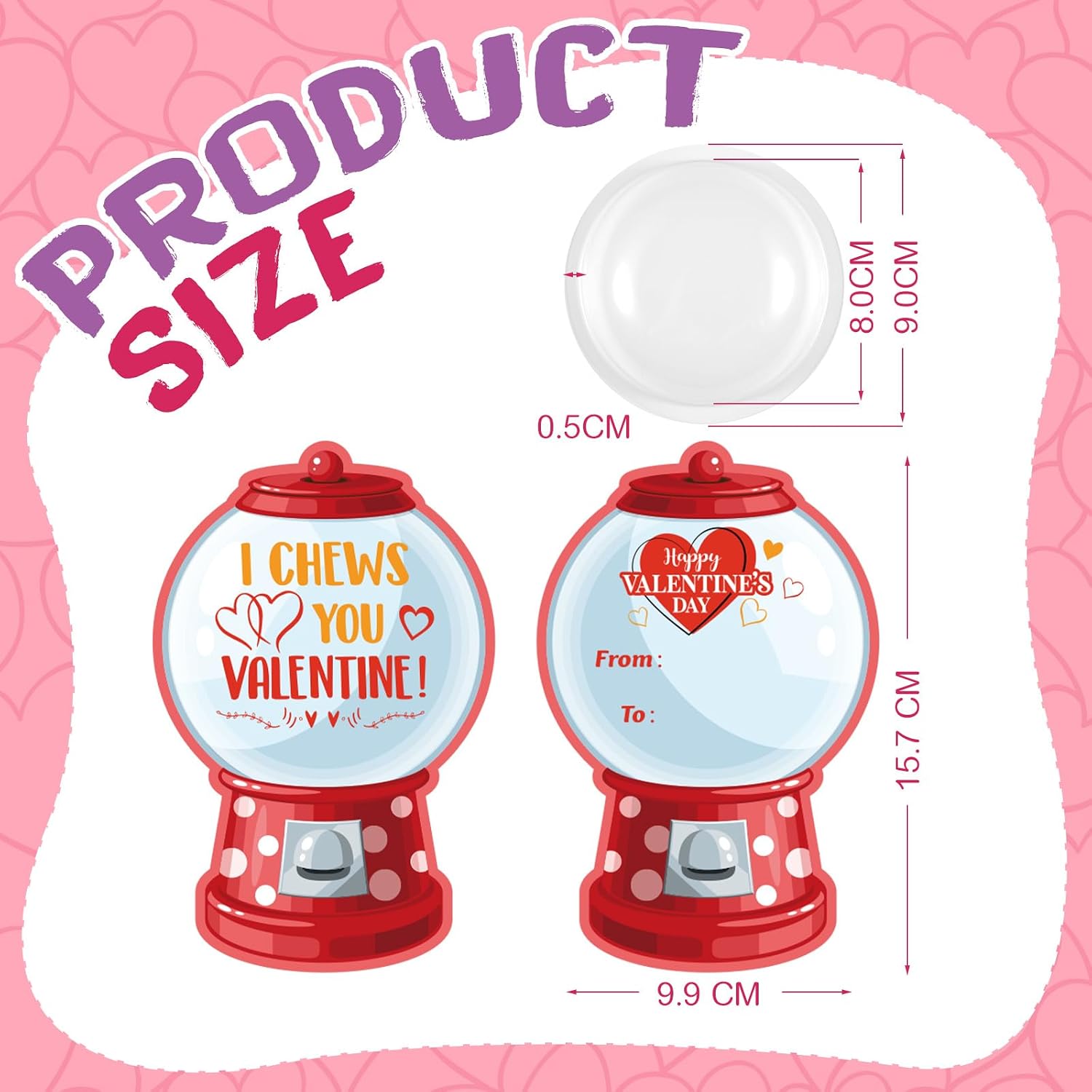 Pasimy 36 Pack Valentine Candy Cards with Plastic Domes Valentines Greeting Cards DIY Craft Treat Holder for Sweet Day Classroom Gifts Exchange Party Favors