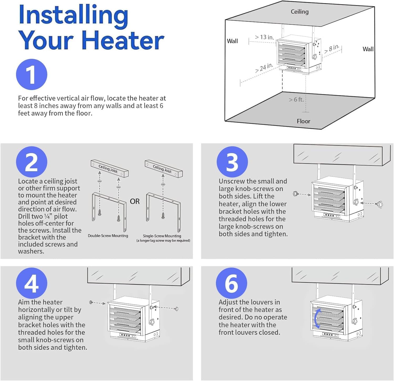 INNOVATIVE LIFE 7500W Electric Garage Heater 240V with Thermostat and Timer, Efficient Fan-Forced Shop Heater with Safety Overheat Protection and Full-Function Remote, Hardwired(NO PLUG)