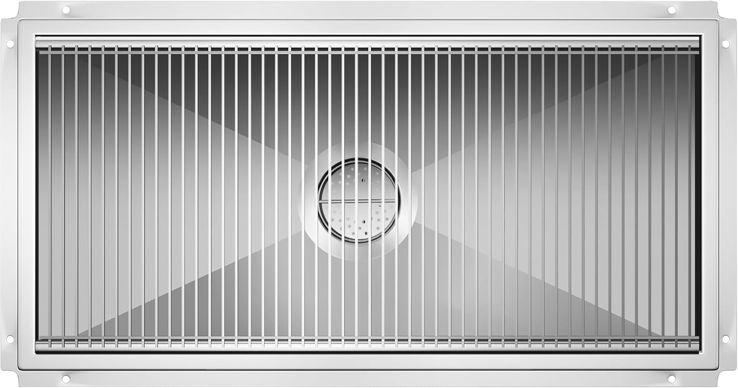 18" x 36" Stainless Steel Floor Trough Drain, 14-Gauge with Subway-Style Grating & Removable Drain Basket, NSF Listed (KM-FTG-1836)