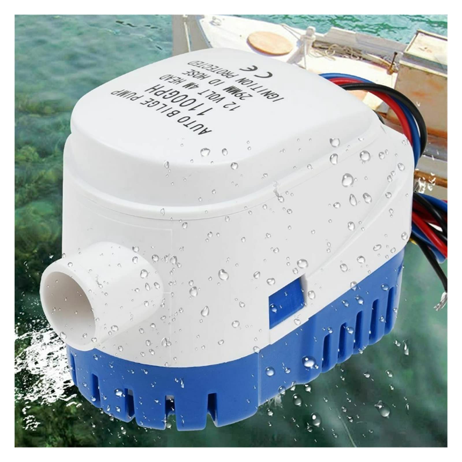 Petite Pompe Submersible réglable Pompe à Eau de cale Automatique Pompe Submersible Automatique for Bateau Marin 12V 1100GPH