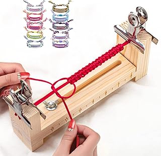 Wood Bracelet Jig, Adjustable Bracelet Maker DIY Hand Knitting Bracelet Jig with 2 Clamp Bracelet Braiding Tool, U Shape Clear Scale Bracelet Maker Rack