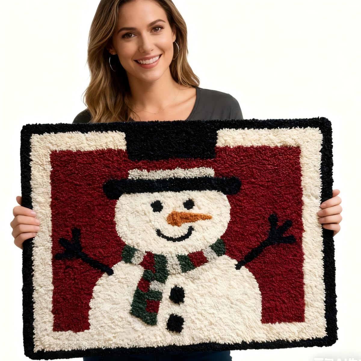 Amazon.com: DIY Latch Hook Rug Kit Christmas Snowflakes with Red