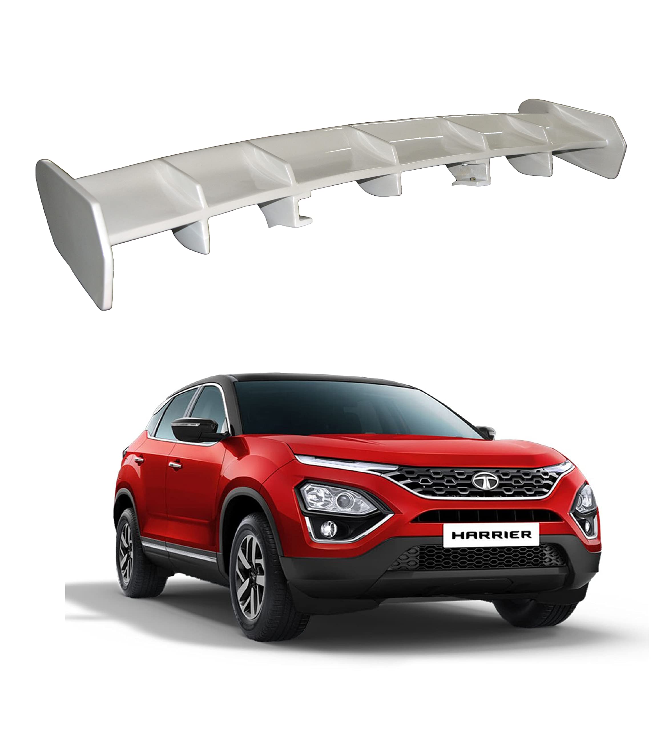 Back2Tracks - B2T AUTOMOTIVE® Car Spoiler Compatible with Tata Harrier (Unpainted - Ps Grey color) Car Spoiler with Light Weight Fiber Reinforced Plastic (FRP) Drilling Required.