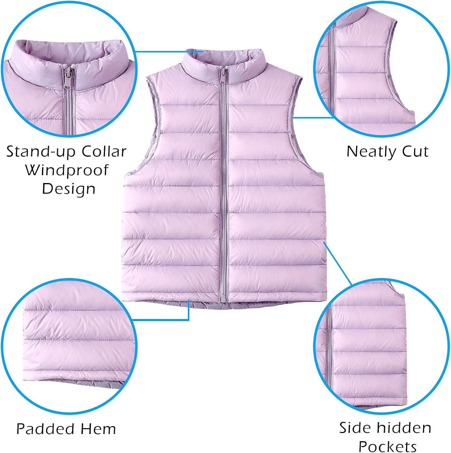 Happy Cherry Down Puffer Vest for Boy Girls Lightweight Water-Resistant Winter Jacket Outwear Kids Fall Sleeveless Coats - Image 3